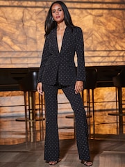 Sosandar Black Luxury Sparkling Diamante Stud Blazer - Image 4 of 5