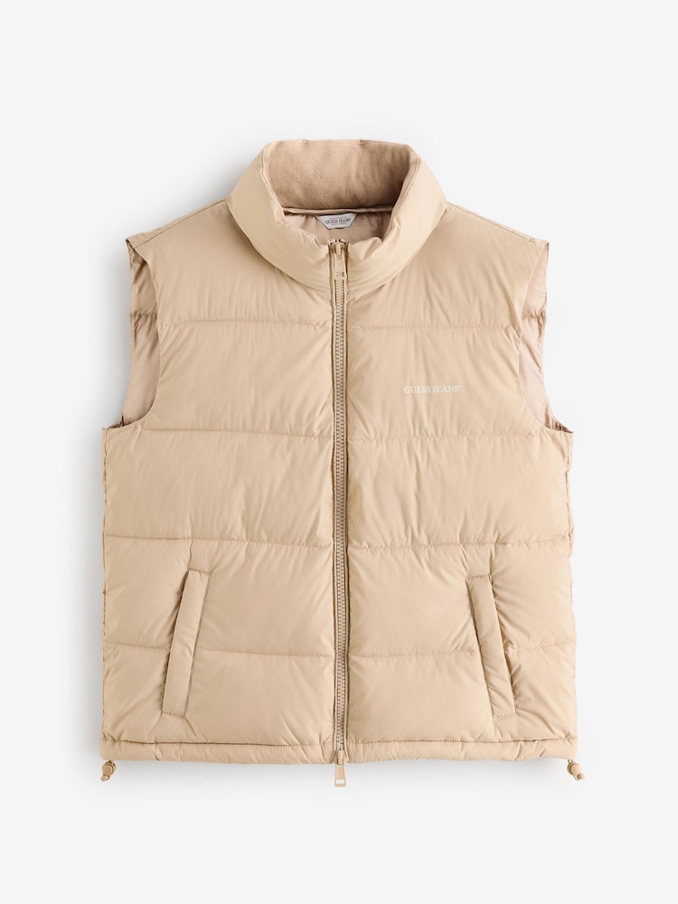 Guess Jeans Beige Puffer Gilet - Image 1 of 2