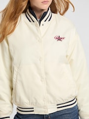 Guess Jeans White Embroidered Varsity Logo Bomber Jacket - Image 5 of 7