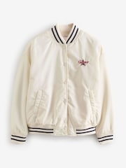 Guess Jeans White Embroidered Varsity Logo Bomber Jacket - Image 7 of 7