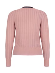 Guess Jeans Pink Preppy Logo Long Sleeve Knit Jumper - Image 2 of 2