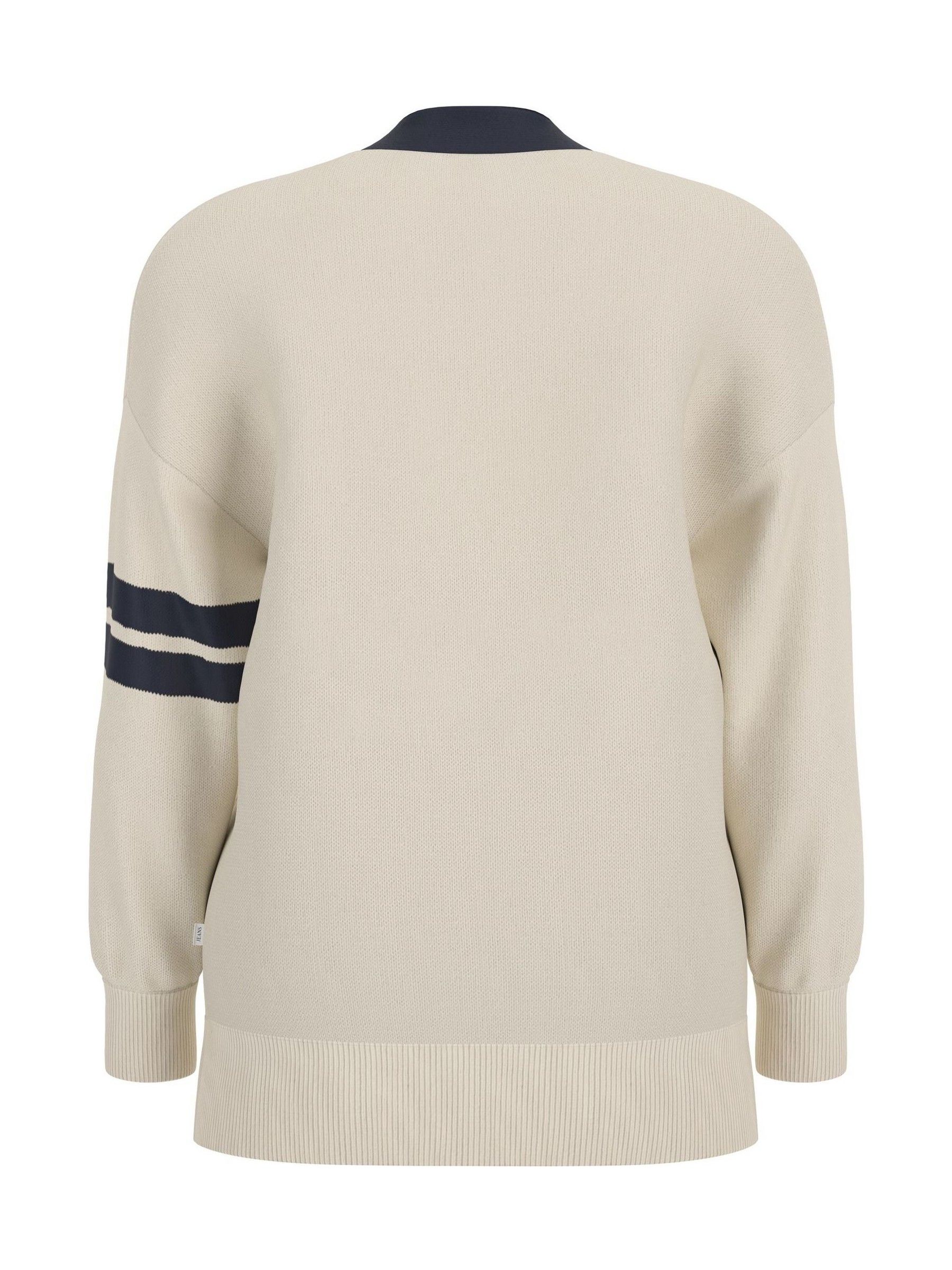 Buy Guess Jeans Cream 100% Cotton Varsity Knitted Cardigan