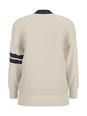 Guess Jeans Cream 100% Cotton Varsity Knitted Cardigan - Image 2 of 2