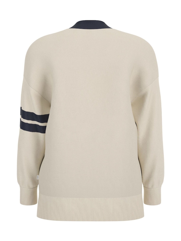 Guess Jeans Cream 100% Cotton Varsity Knitted Cardigan - Image 2 of 2