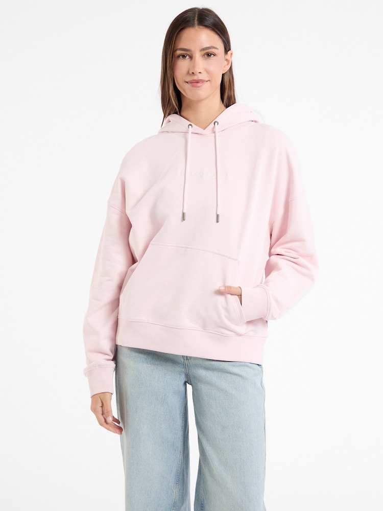 Guess Jeans Pink 100% Cotton Logo Jersey Hoodie - Image 1 of 4