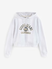 Guess Jeans White 100% Cotton Varsity Logo Cropped Hoodie - Image 1 of 1