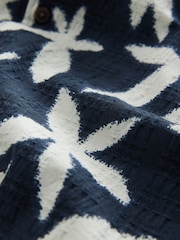 Navy Blue Floral Printed Short Sleeve Shirt - Image 7 of 7