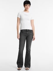 Guess Jeans White Slim Fit 100% Cotton Ribbed Logo Cropped Baby T-Shirt - Image 2 of 5