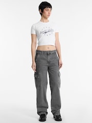 Guess Jeans White Baby 100% Cotton Vintage Logo Cropped T-Shirt - Image 2 of 5