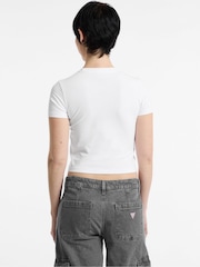Guess Jeans White Baby 100% Cotton Vintage Logo Cropped T-Shirt - Image 3 of 5