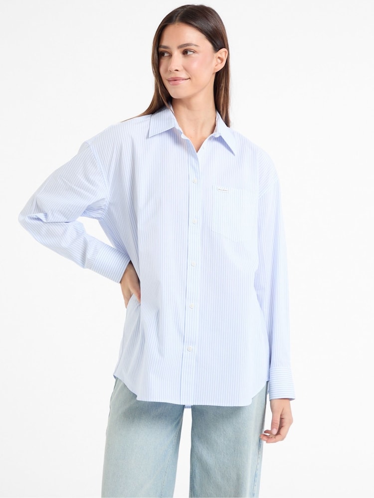 Guess Jeans Blue Oversized Long Sleeve 100% Cotton Shirt - Image 2 of 6