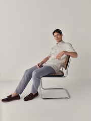 White Printed Tile Short Sleeve 100% Cotton Shirt - Image 2 of 8