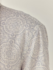 White Printed Tile Short Sleeve 100% Cotton Shirt - Image 5 of 8