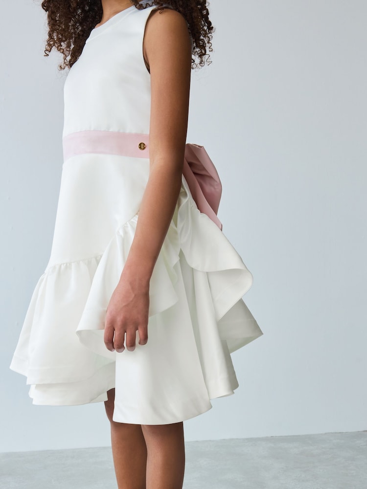 Baker by Ted Baker Satin Bow Waist Occasion White Dress - Image 4 of 11