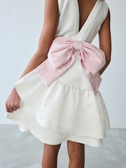 Белое атласное платье для особых случаев с бантом на талии Baker by Ted Baker - Изображение 5 из 11