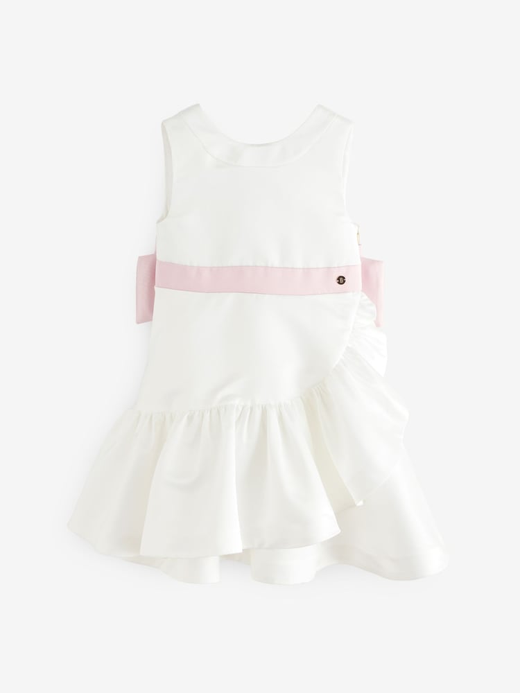 Baker by Ted Baker Satin Bow Waist Occasion White Dress - Image 7 of 11
