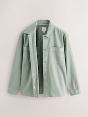 Sage Green 100% Cotton Contrast Stitch Shacket Jacket - Image 6 of 8