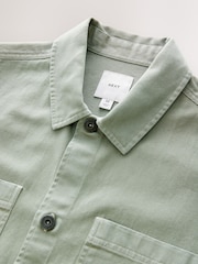 Sage Green 100% Cotton Contrast Stitch Shacket Jacket - Image 7 of 8
