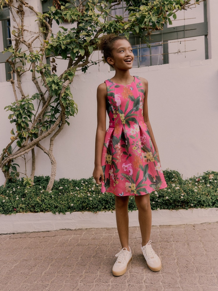 Baker by Ted Baker Pink Floral Airtex Scuba Dress - Image 1 of 12