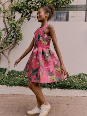 Baker by Ted Baker Pink Floral Airtex Scuba Dress - Image 2 of 12