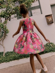 Baker by Ted Baker Pink Floral Airtex Scuba Dress - Image 3 of 12