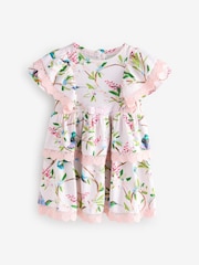 Розовый - Платье из 100% хлопка с цветочным принтом и кружевной отделкой Baker by Ted Baker - Изображение 1 из 7