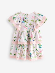 Розовый - Платье из 100% хлопка с цветочным принтом и кружевной отделкой Baker by Ted Baker - Изображение 2 из 7