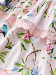 Розовый - Платье из 100% хлопка с цветочным принтом и кружевной отделкой Baker by Ted Baker - Изображение 3 из 7