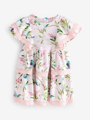 Розовый - Платье из 100% хлопка с цветочным принтом и кружевной отделкой Baker by Ted Baker - Изображение 7 из 7