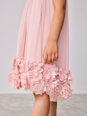 Baker by Ted Baker Pink Mesh Halter 3D Floral Print Hem Dress - Image 8 of 9
