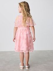 Baker by Ted Baker Pink 3D Scattered Floral Print Angel Sleeve Dress - Image 2 of 9