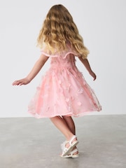 Baker by Ted Baker Pink 3D Scattered Floral Print Angel Sleeve Dress - Image 3 of 9
