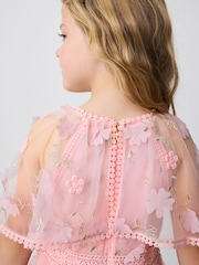 Baker by Ted Baker Pink 3D Scattered Floral Print Angel Sleeve Dress - Image 5 of 9