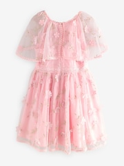 Baker by Ted Baker Pink 3D Scattered Floral Print Angel Sleeve Dress - Image 7 of 9