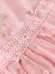 Baker by Ted Baker Pink 3D Scattered Floral Print Angel Sleeve Dress - Image 8 of 9