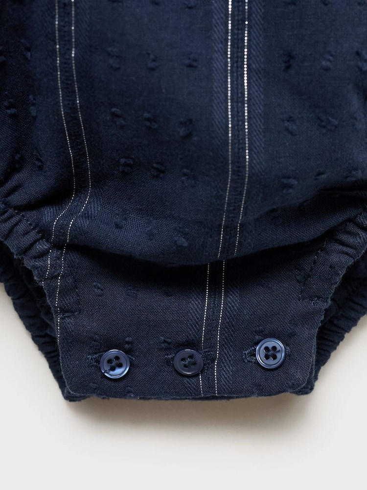 Mango Blue Frilled Bodysuit With Metallic Stripes - Image 3 of 3