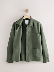 Olive Green 100% Cotton Seersucker Shacket Overshirt - Image 7 of 9