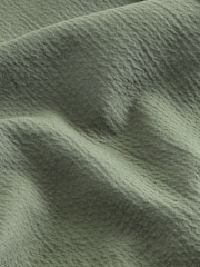 Olive Green 100% Cotton Seersucker Shacket Overshirt - Image 9 of 9
