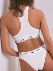 self. White Notch Neck Logo Crop Bra - Image 4 of 5