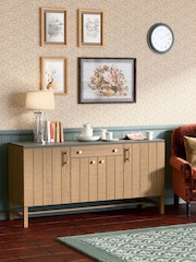 Laura Ashley Washed Oak Braystone 4 Door 1 Drawer Sideboard - Image 1 of 6