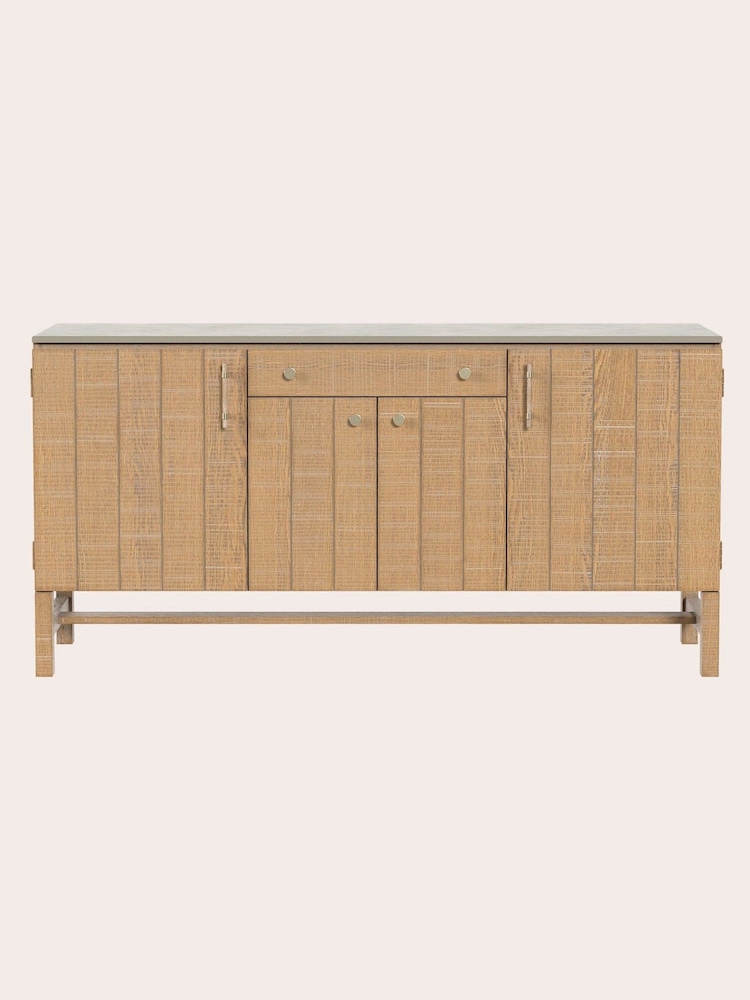 Laura Ashley Washed Oak Braystone 4 Door 1 Drawer Sideboard - Image 2 of 6