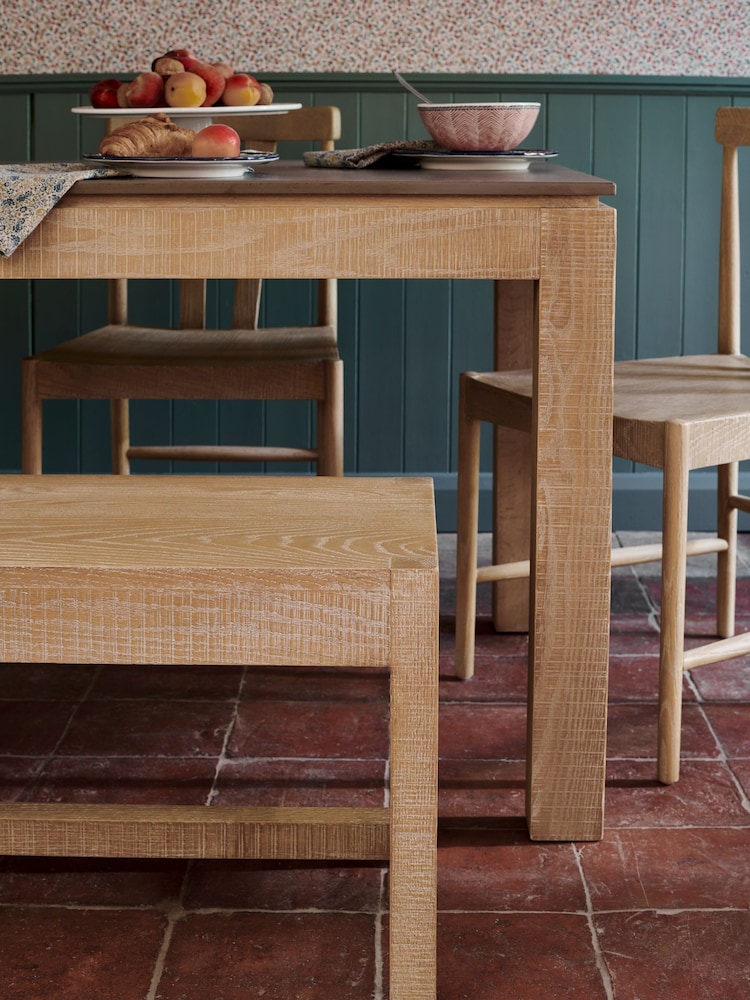 Laura Ashley Washed Oak Braystone Dining Bench - Image 2 of 5