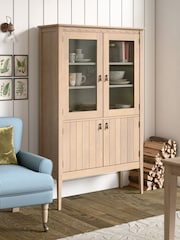 Laura Ashley Washed Oak Calford 4 Door Glazed Cabinet - Image 2 of 7
