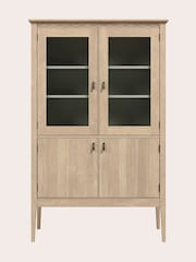 Laura Ashley Washed Oak Calford 4 Door Glazed Cabinet - Image 3 of 7