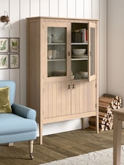 Laura Ashley Washed Oak Calford 4 Door Glazed Cabinet - Image 7 of 7