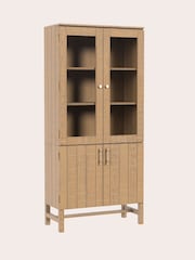 Laura Ashley Washed Oak Braystone 4 Door Glazed Cabinet - Image 3 of 6