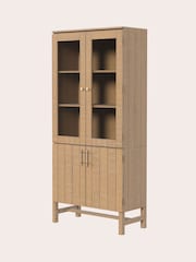 Laura Ashley Washed Oak Braystone 4 Door Glazed Cabinet - Image 4 of 6