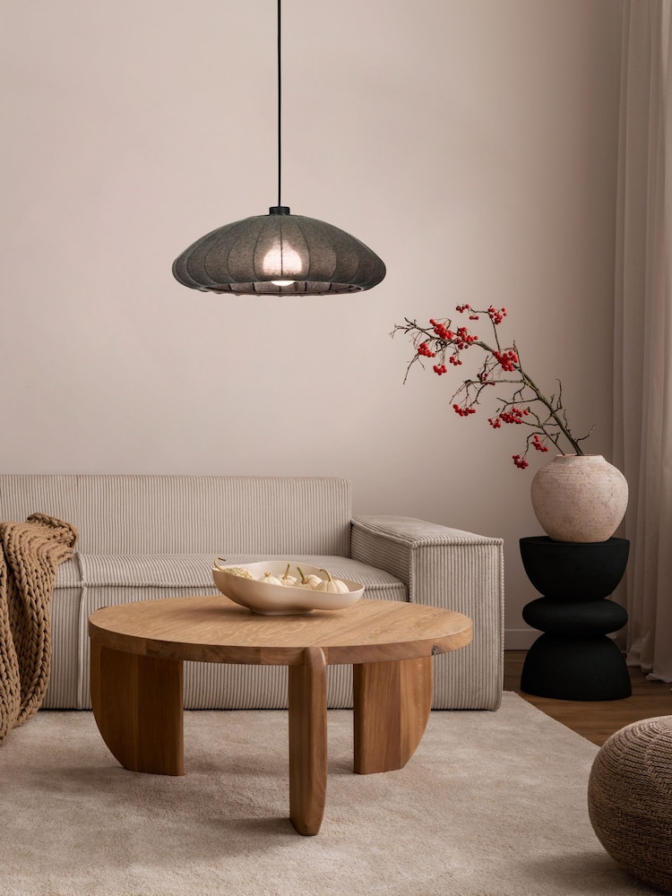 Eglo Black Barlaston Fabric & Steel Pendant Ceiling Light - Image 1 of 4