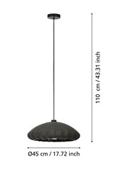 Eglo Black Barlaston Fabric & Steel Pendant Ceiling Light - Image 4 of 4