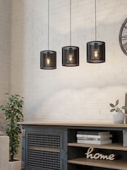 Eglo Black Manby Industrial Steel 3 Light Pendant Ceiling Light - Image 1 of 4
